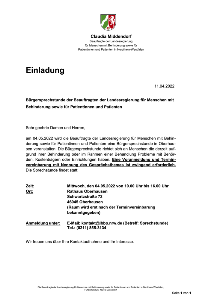 Einladung Oberhausen